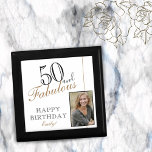 50 och Fabulous Elegant 50:e födelsedagsfoto Minnesask<br><div class="desc">50 och Fabulous Elegant 50:e födelsedagsfoto. Lägg till ditt namn och din bild.</div>