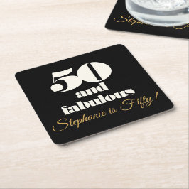 50 och Fabulous Elegant 50 födelsedagar Underlägg Papper Kvadrat