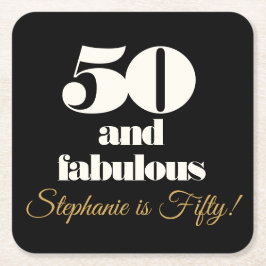 50 och Fabulous Elegant 50 födelsedagar Underlägg Papper Kvadrat