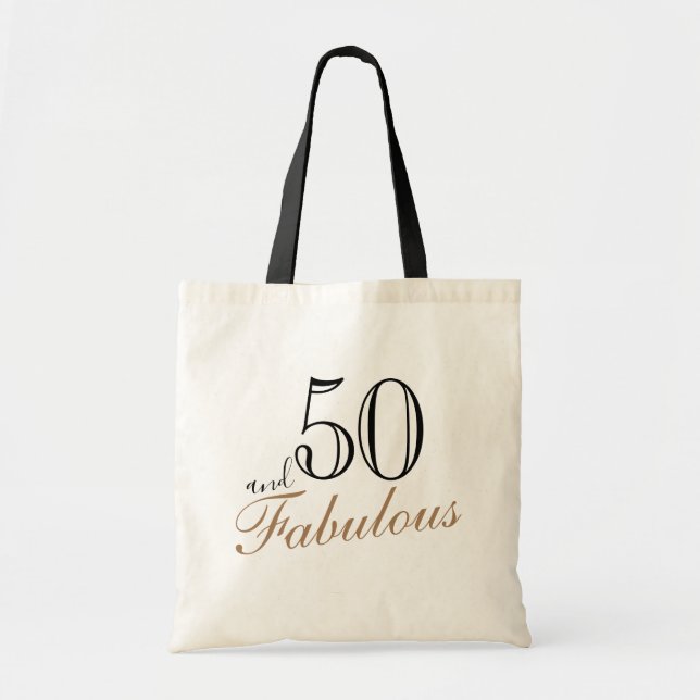 50 och Fabulous Elegant Black Script Birthday Tygkasse (Framsidan)