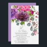 50 och Fabulous Elegant Blommigt 50:e födelsedagen Inbjudningar<br><div class="desc">50- och Fabulous Elegant Blommigt 50:e födelsedagsinbjudan har en snyggt vattenfärgsblombouquet i rosa,  lila och burgundy med grönt. Lägg bara till anpassningsbarna för dina 50-årsinbjudningar. Personlig genom att redigera texten i textrutorna. Designad av ©Evco Studio www.zazzle.com/store/evcostudio</div>