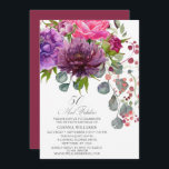 50 och Fabulous Elegant Blommigt 50:e födelsedagen Inbjudningar<br><div class="desc">50- och Fabulous Elegant Blommigt 50:e födelsedagsinbjudan har en snyggt vattenfärgsblombouquet i rosa,  lila och burgundy med grönt. Lägg bara till anpassningsbarna för dina 50-årsinbjudningar. Personlig genom att redigera texten i textrutorna. Designad av ©Evco Studio www.zazzle.com/store/evcostudio</div>