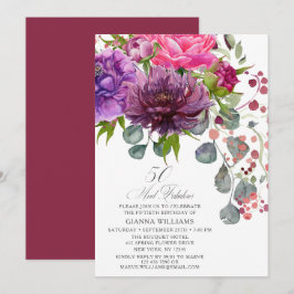 50 och Fabulous Elegant Blommigt 50:e födelsedagen Inbjudningar