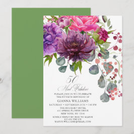 50 och Fabulous Elegant Blommigt 50:e födelsedagen Inbjudningar