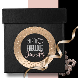 50 och Fabulous Elegant Chic  Guld Glitter Runt Klistermärke