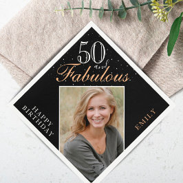 50 och Fabulous Elegant Photo Black 50:e födelseda Pappersservett