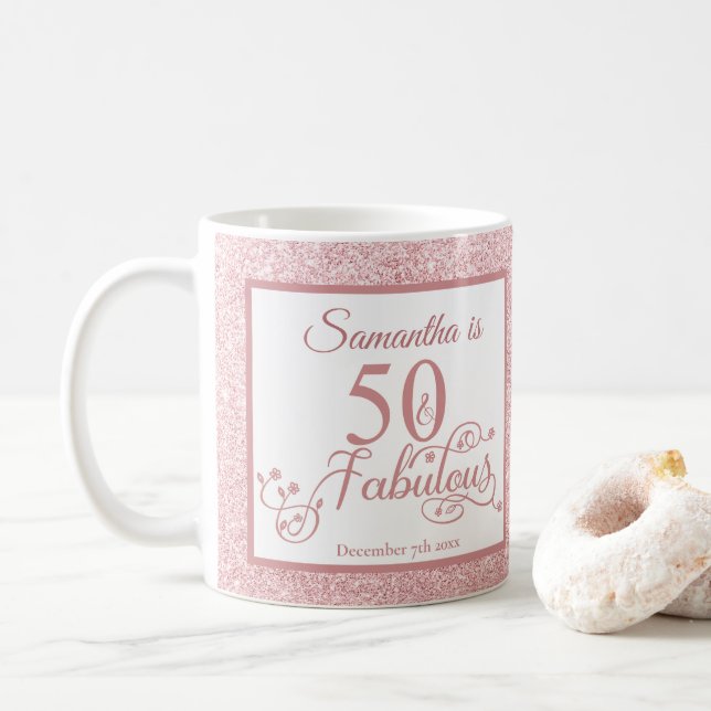 50 och Fabulous Elegant Ro Glitter Kaffemugg (Med munk)