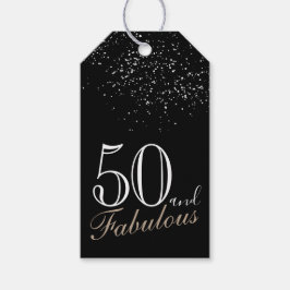 50 och Fabulous Elegant Script Black 50:e födelsed Presentetikett