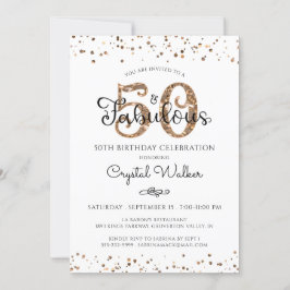 50 OCH FABULOUS Elegant Script Black Guld-konfetti Inbjudningar