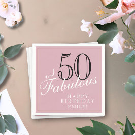 50 och Fabulous Elegant Script Rosa 50:e födelseda Pappersservett