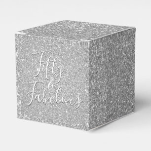 50 och Fabulous Elegant Silver Glitter Presentaskar