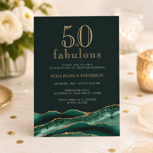 50 och Fabulous Emerald Grönt Agate 50:e födelseda Inbjudningar