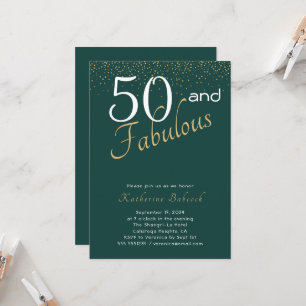 50 och Fabulous Emerald Grönt Guld 50:e födelsedag Inbjudningar