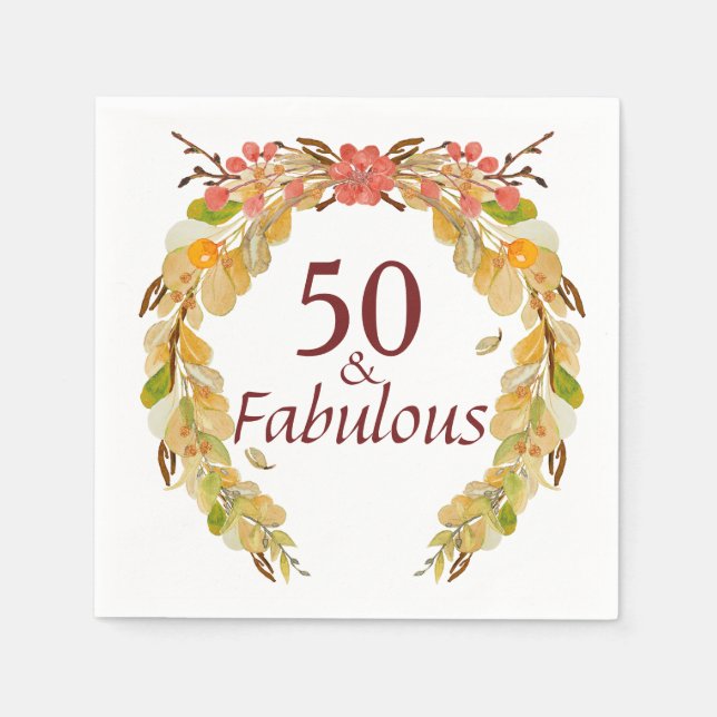 50 och Fabulous Fall burgundy Pappersservett (Framsidan)