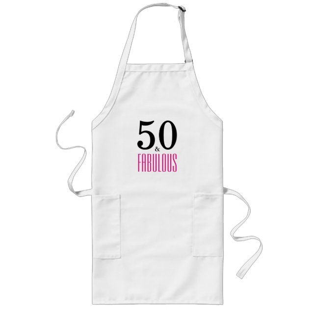 50 och Fabulous Födelsedagsfest Apron Långt Förkläde (Framsidan)