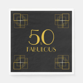 50 och Fabulous Födelsedagsfest Art Deco stil Pappersservett
