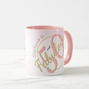50 och Fabulous Födelsedagsfest Black/Guld Roligt Mugg