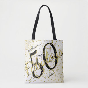 50 och Fabulous Födelsedagsfest Black/Guld Tygkasse