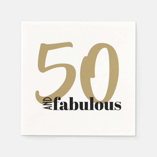 50 och Fabulous Födelsedagsfest Cocktail Napkins Pappersservett (Framsidan)