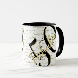 50 och Fabulous Födelsedagsfest Elegant Guld/Blac Mugg
