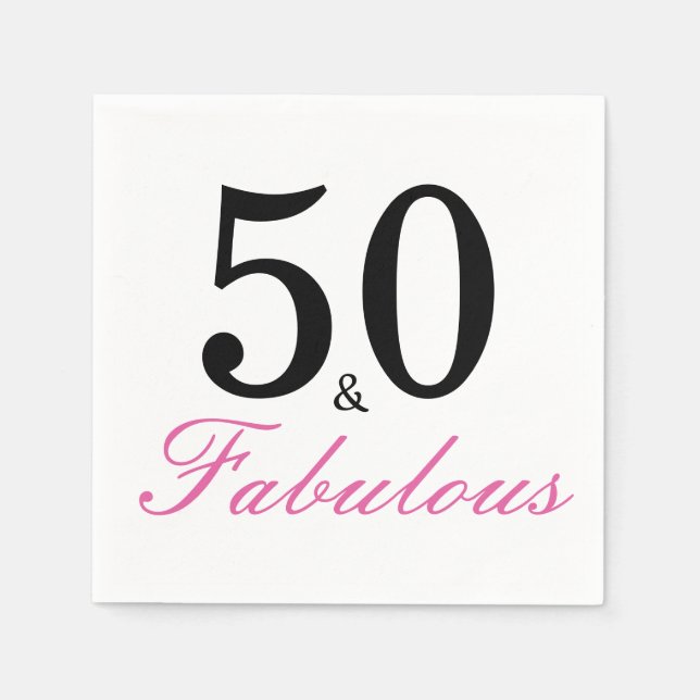 50 och Fabulous Födelsedagsfest Napkin Pappersservett (Framsidan)