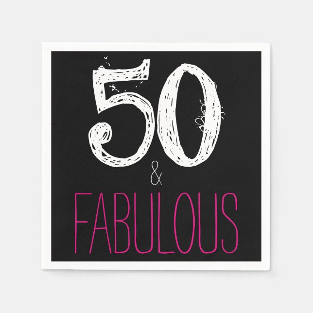 50 och Fabulous Födelsedagsfest Papper Napkins Pappersservett (Framsidan)