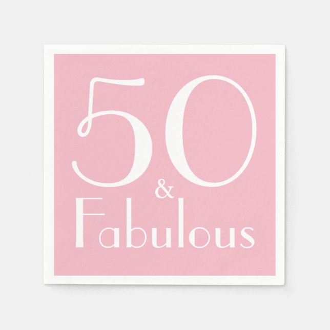 50 och Fabulous Födelsedagsfest Papper Napkins Pappersservett (Framsidan)