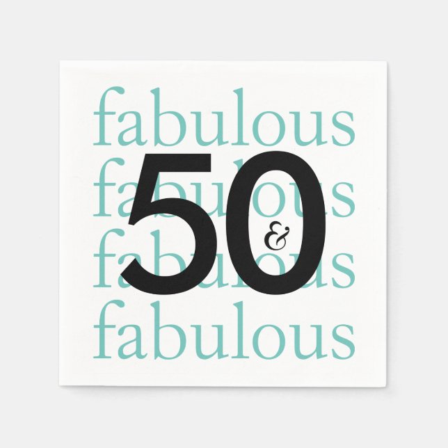 50 och Fabulous Födelsedagsfest Papper Napkins Pappersservett (Framsidan)