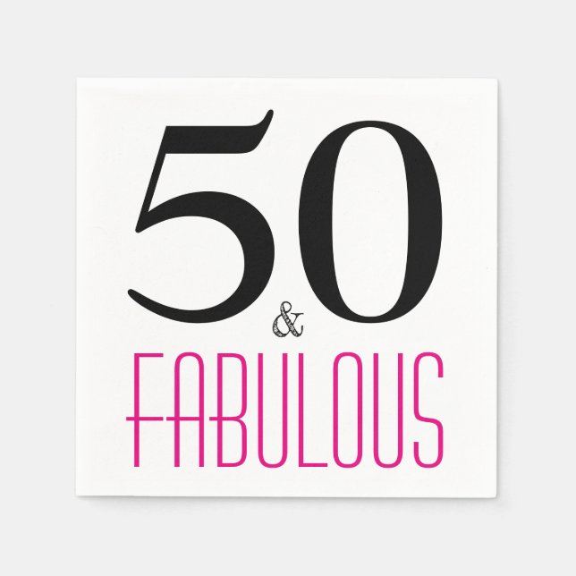 50 och Fabulous Födelsedagsfest Papper Napkins Pappersservett (Framsidan)