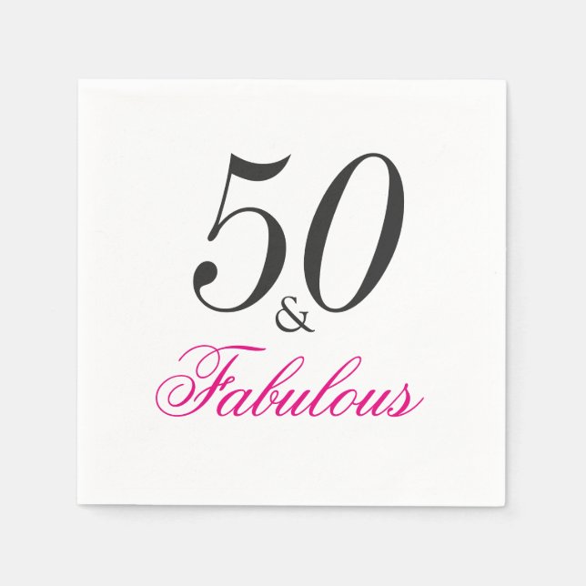 50 och Fabulous Födelsedagsfest Papper Napkins Pappersservett (Framsidan)