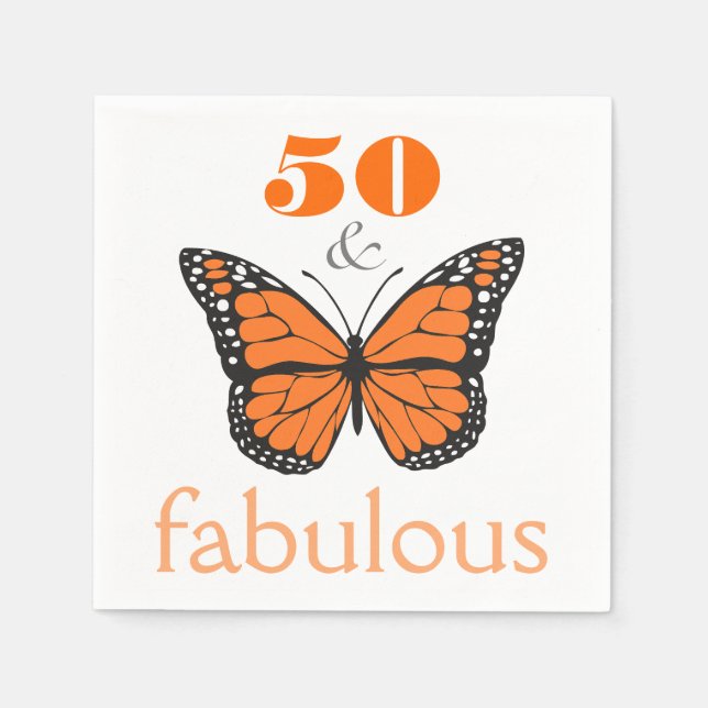 50 och Fabulous Födelsedagsfest Papper Napkins Pappersservett (Framsidan)