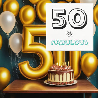 50 och Fabulous Födelsedagsfest Papper Napkins Pappersservett