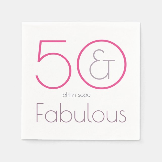 50 och Fabulous Födelsedagsfest Papper Napkins Pappersservett (Framsidan)