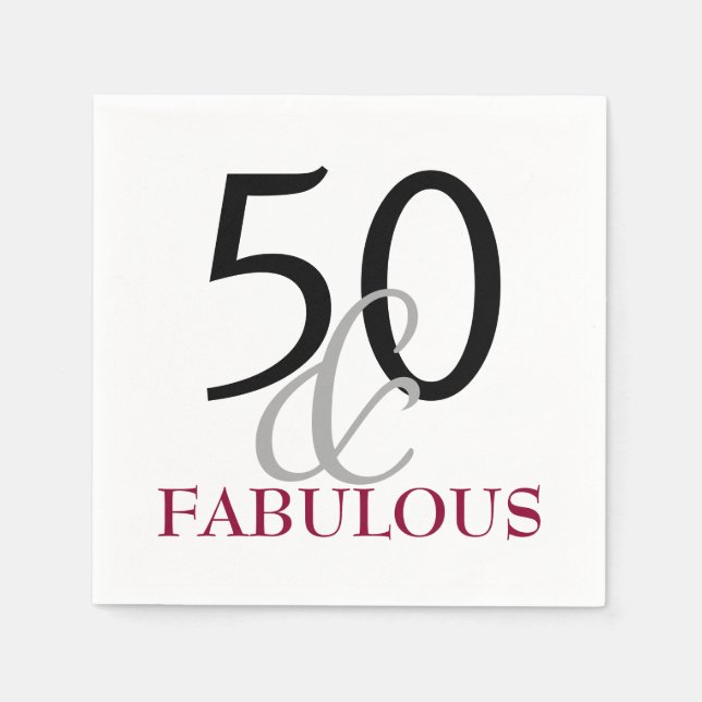 50 och Fabulous Födelsedagsfest Papper Napkins Pappersservett (Framsidan)