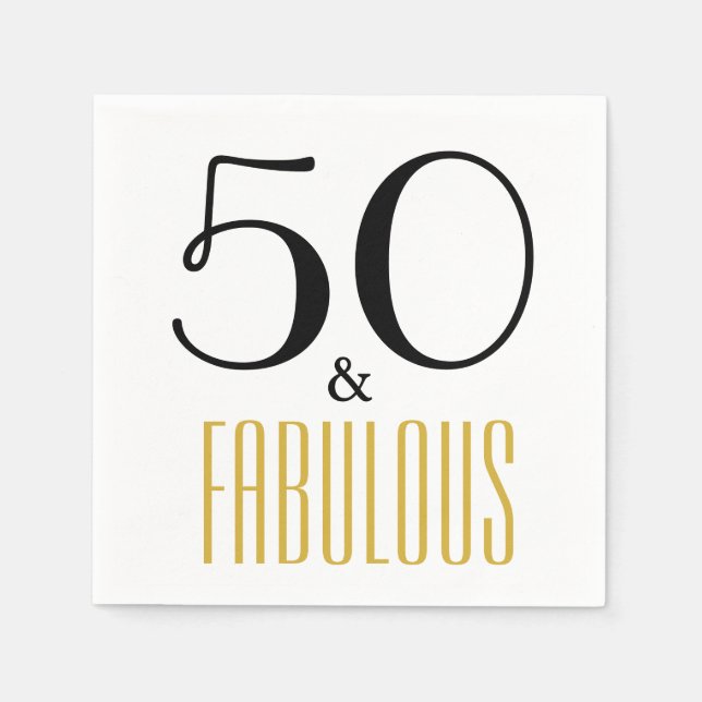 50 och Fabulous Födelsedagsfest Papper Napkins Pappersservett (Framsidan)
