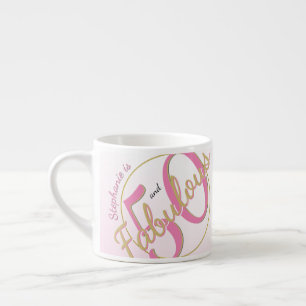 50 och Fabulous Födelsedagsfest Rosa/Guld Roligt Espressomugg