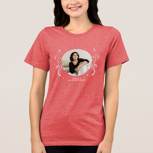50 och Fabulous Foliage 50 Birthday Photo T Shirt (Framsida)
