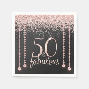 50 och Fabulous Girly Ro Guld Glitter Diamond Pappersservett