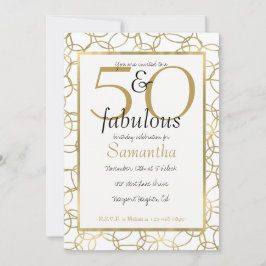 50 och Fabulous Glam Guld White Circles Party Inbjudningar
