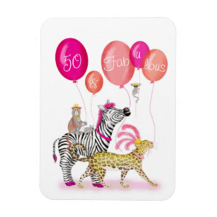 50 och Fabulous glamourous animal födelsedagsmagne Magnet