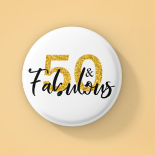 50 och Fabulous Glitter 50:e födelsedagen Knapp