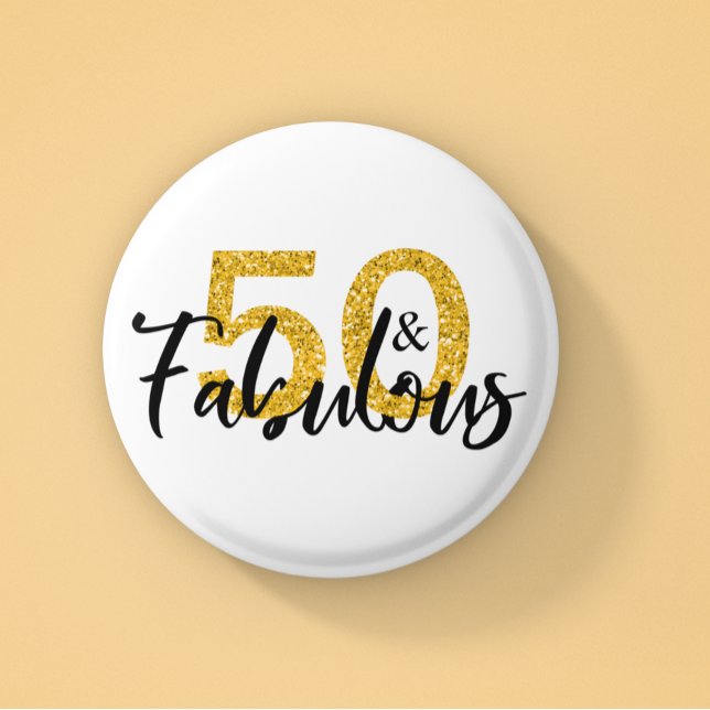50 och Fabulous Glitter 50:e födelsedagen Knapp (Skapare uppladdad)