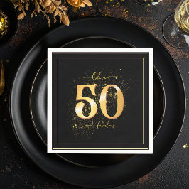 50 och Fabulous Glitter Elegant Guld Black Pappersservett