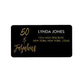 50 och Fabulous Gold Foil Birthday Address Label Adressetikett