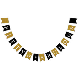 50 och Fabulous Gold Foil Birthday Banner Vimplar