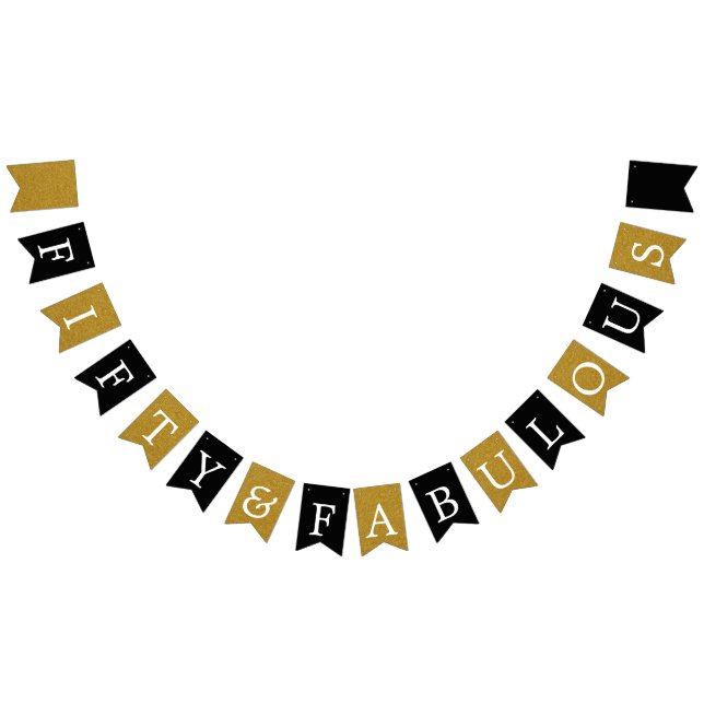 50 och Fabulous Gold Foil Birthday Banner Vimplar (Alla)