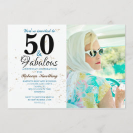 50 och Fabulous Golden Birthday Celebration Photo Inbjudningar