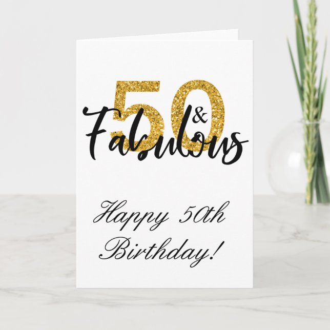 50 och Fabulous Grattis på födelsedagen 50:e Kort (Framsida)
