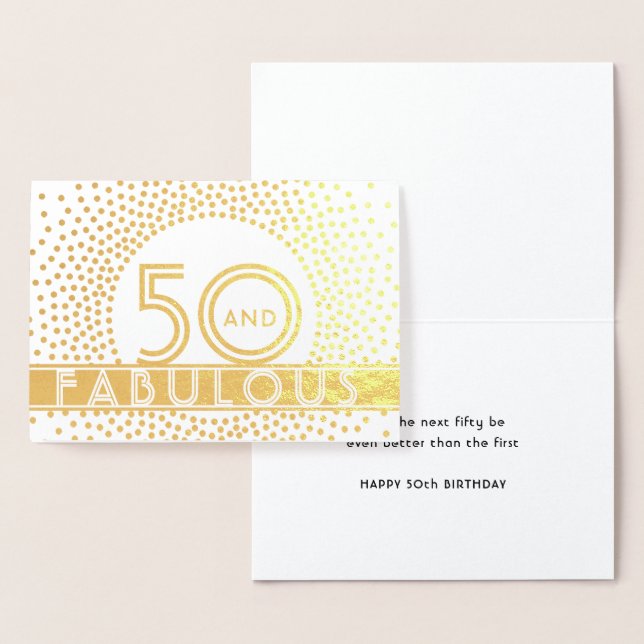 50 och Fabulous Grattis på födelsedagen Chic Vinta Folierat Kort (Display)