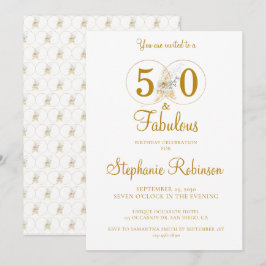 50 och Fabulous Guld 50:e Födelsedagsfesten Inbjudningar